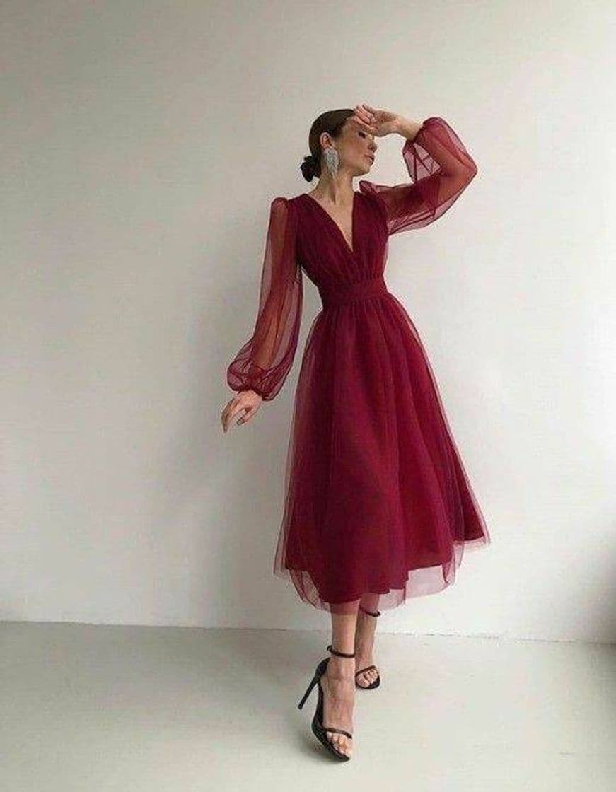 Fashion Vestido cor de vinho 