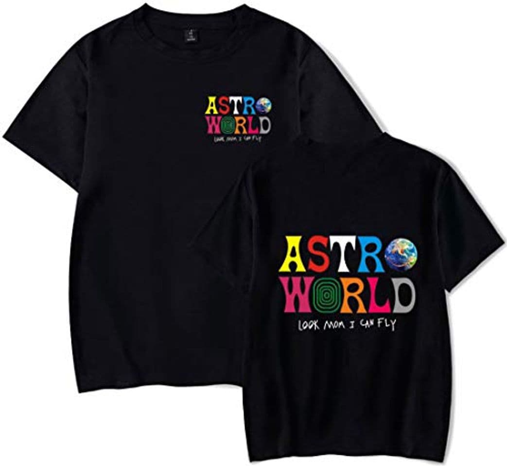 Fashion PANOZON Camiseta Hombre Impresión de Travis Scott Astroworld T-Shirt Básico Top Unisex