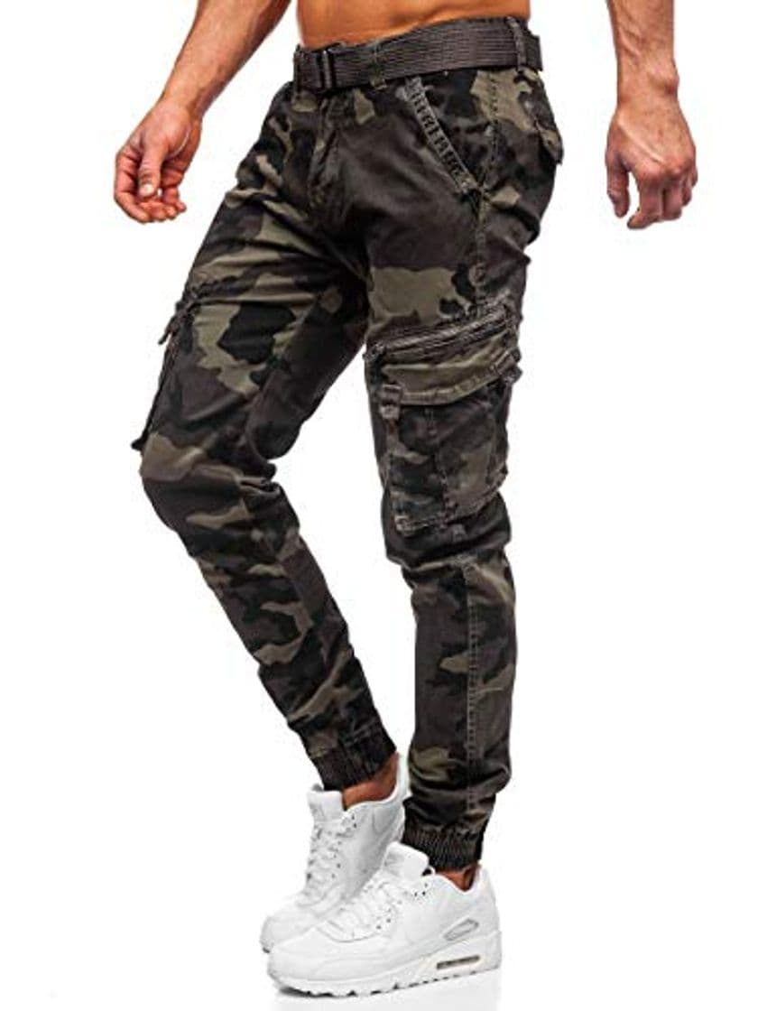 Fashion BOLF Hombre Pantalón Jogger Cargo Pantalones de Algodón Deporte Entrenamiento Slim Fit Estilo Urbano CATENVIN CT6013 Verde M [6F6]