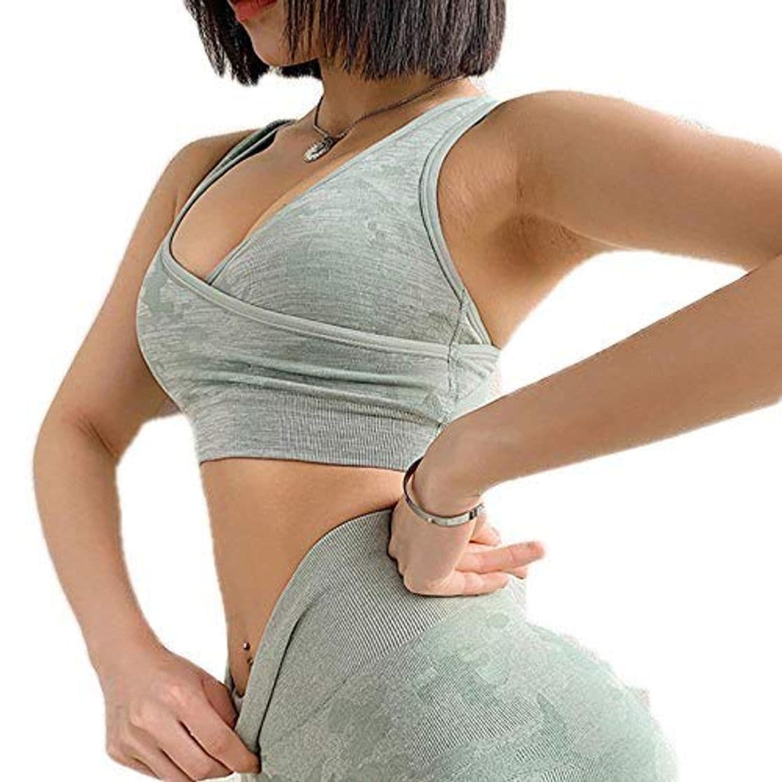 Moda Conjunto Deportivo Mujer Yoga Mujer Fitness Conjunto Deportivo De 3 Piezas Mujer Tops Y Pantalones Sujetador Deportivo De Camuflaje Leggings Conjunto De Gimnasia Fitness Ropa Deportiva Traje D