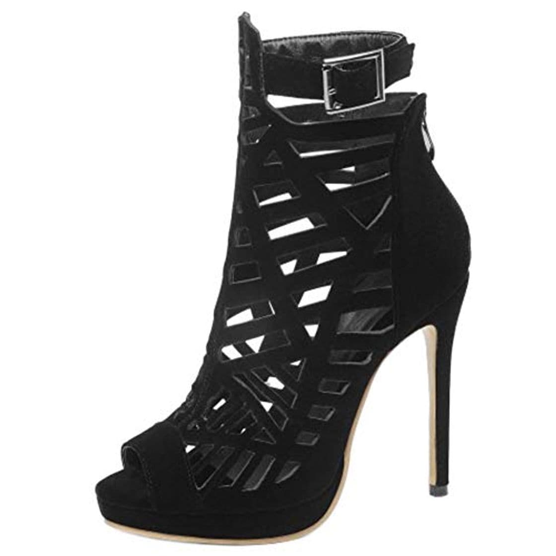 Producto Lydee Mujer Moda Peep Toe Gladiator Sandalias Tacones de Aguja Bootie Zapatos de Verano Plataforma Noche Footwear Black Tamaño 47