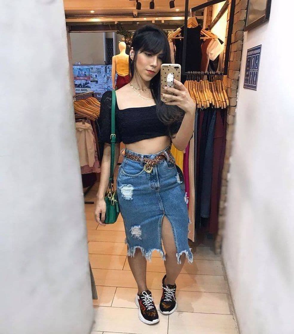 Fashion Composição linda com saia jeans 😍😍