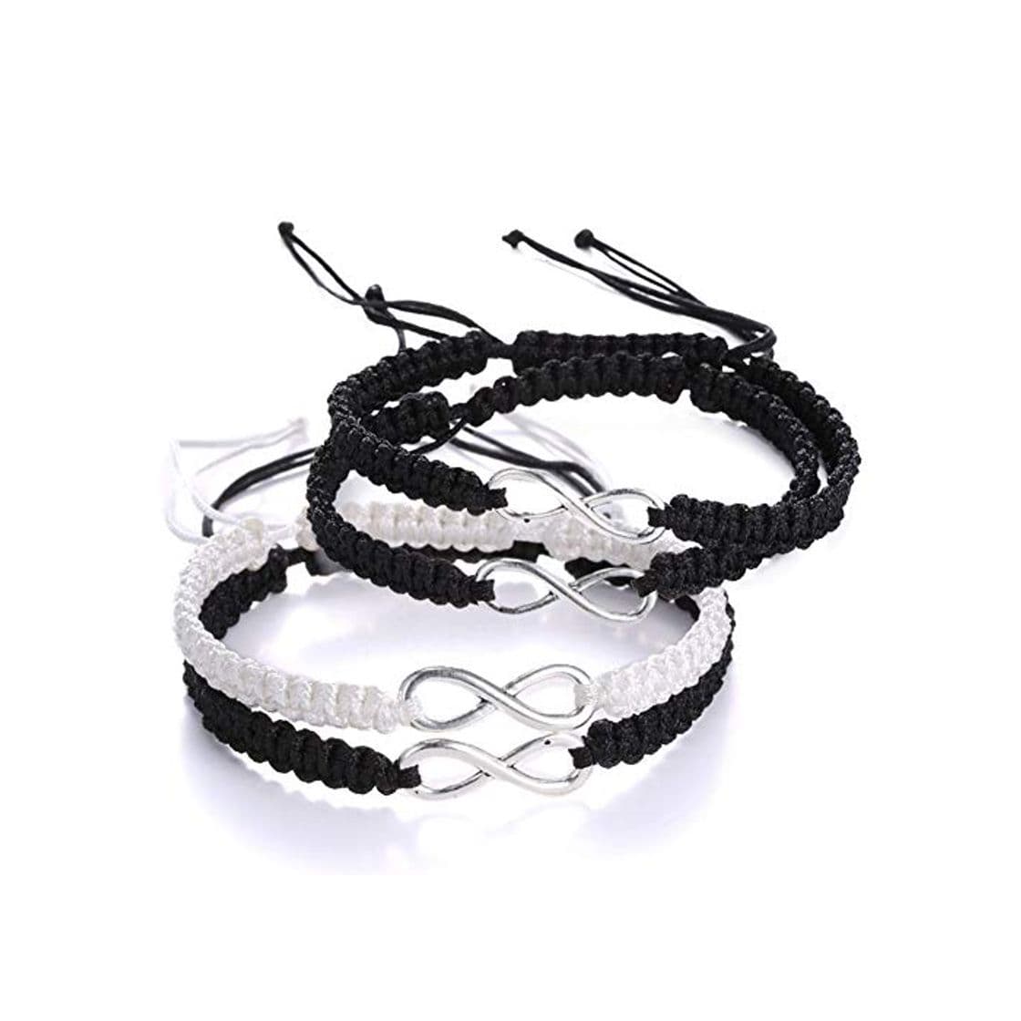 Fashion REYOK 4pcs Juego de Pulseras Bracelete de Cuero Trenzado