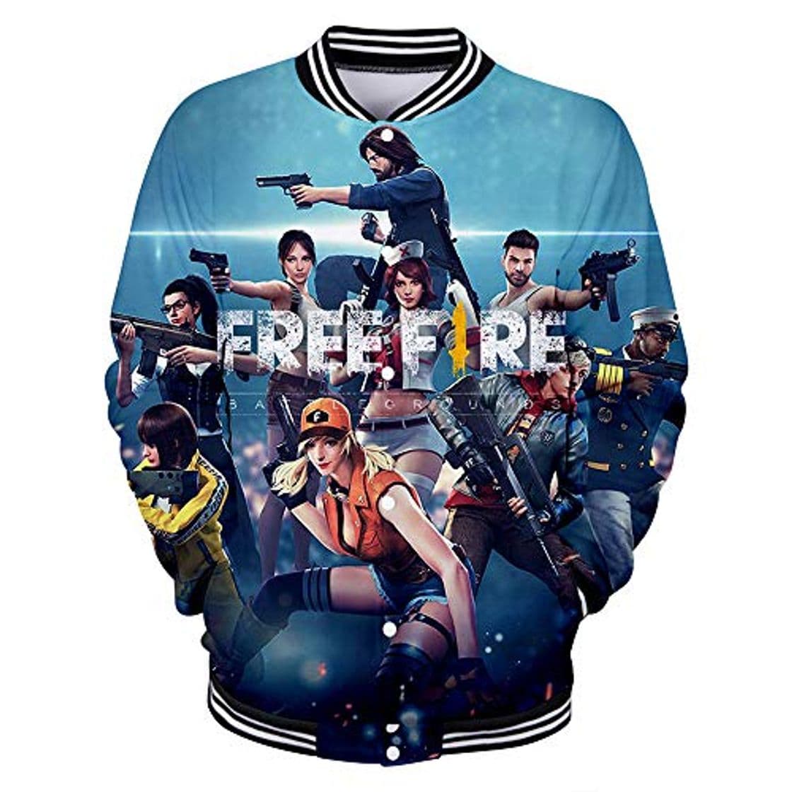 Moda Free Fire Pullover Ropa de Abrigo con Abrigo de botón, Elegante, Estampado