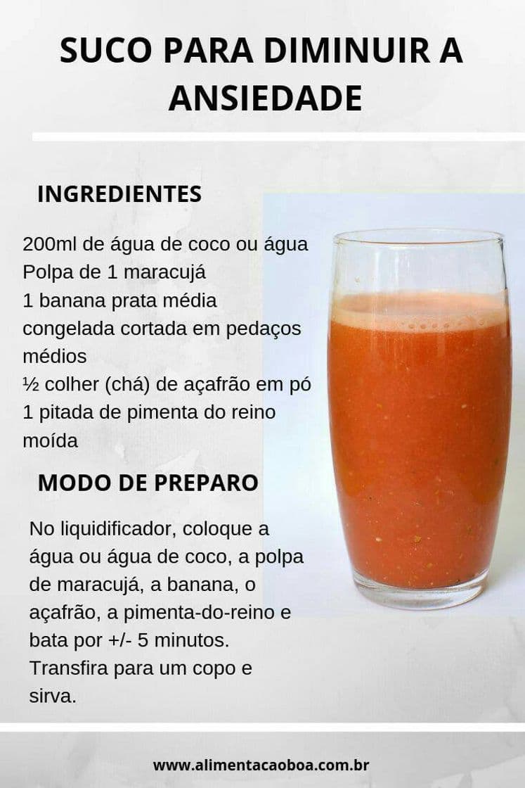 Fashion Suco para diminuir a ansiedade