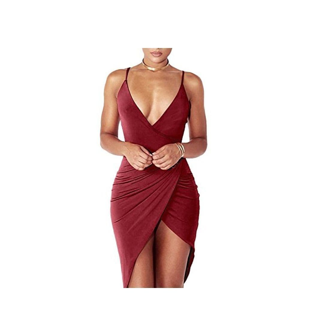 Product DRESHOW Women's Sexy Deep V Neck Sleeveless Spaghetti Strap Bodycon Wrap Dress