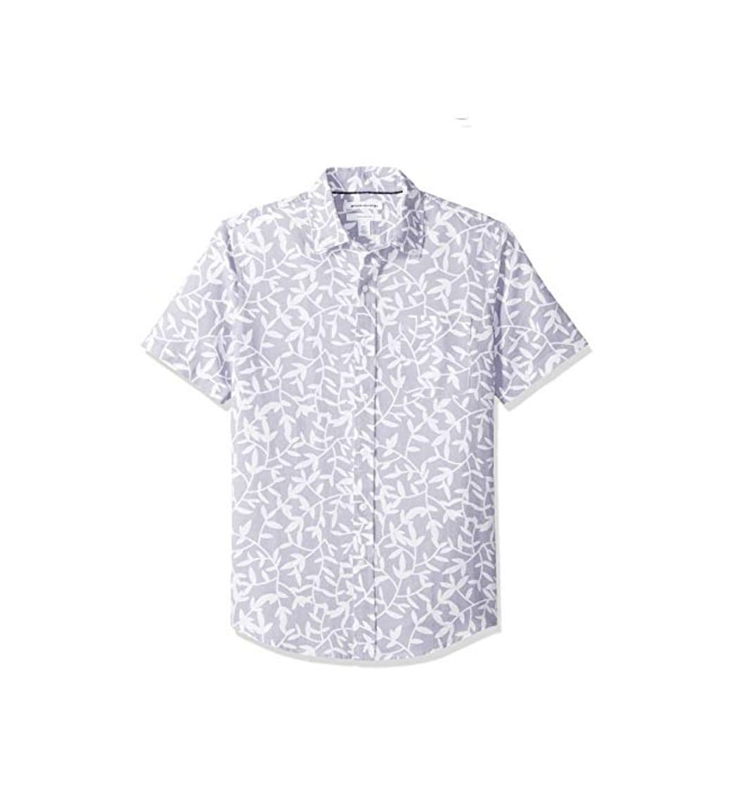 Producto Amazon Essentials - Camisa de lino a rayas, de manga corta y