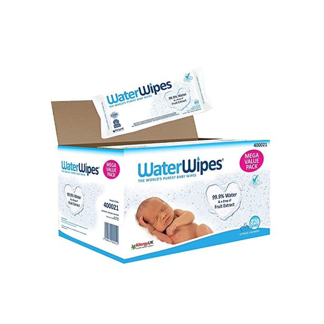 Belleza WaterWipes Toallitas para Pieles Sensible de Bebé, 12 paquetes x 60 toallitas