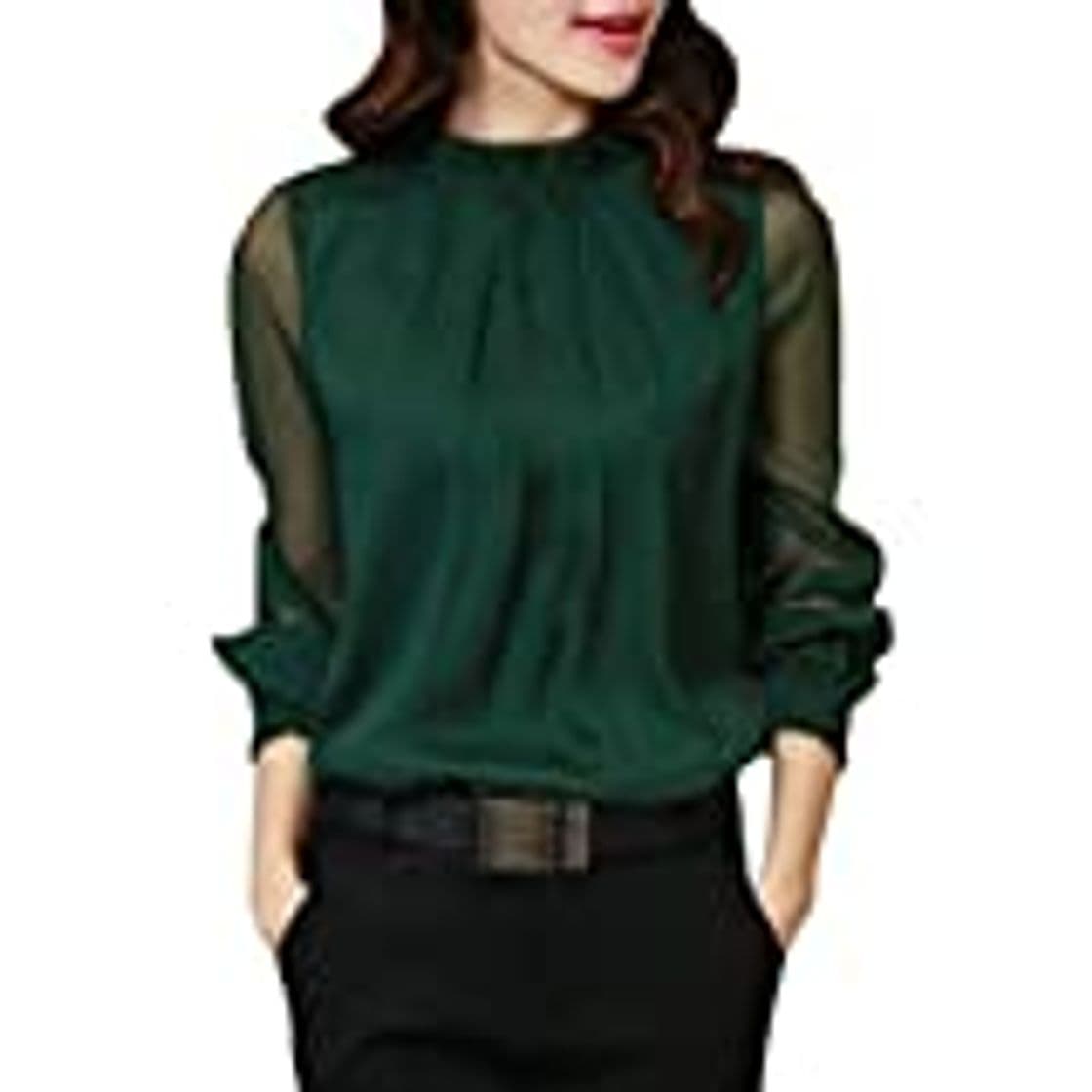 Producto MISS MOLY Mujer Blusa de Mangas Cortas y Dobladillo con Ribete Cintura