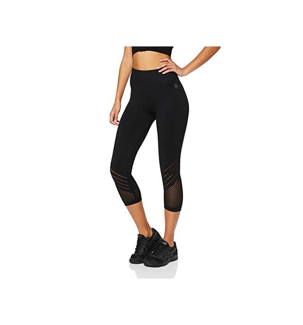 Moda Marca Amazon - AURIQUE Mallas de Deporte Tiro Alto Mujer, Negro