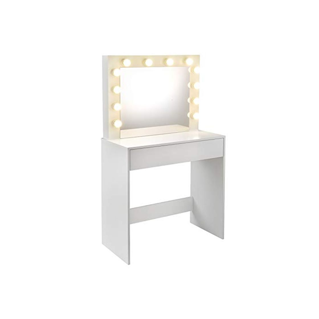 Producto EUGAD Mesa de Tocador con Iluminación LED Tocador Moderno Cosmético con 12 Lámparas Escritorio con Espejo Mesa de Maquillaje 80x40x140cm Blanco 0019SZT