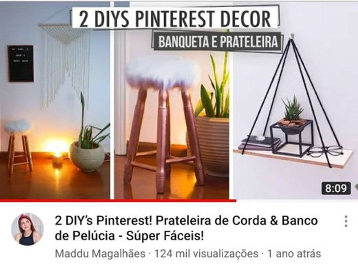 Moda 2 DIY's Pinterest! Prateleira de Corda & Banco de Pelúcia - YouTube