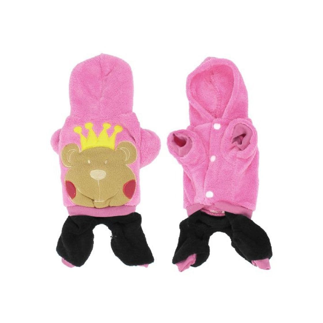 Product DealMux Rosa urso de pelúcia impressão Preto Casaco com capuz Pet Dog Jumpsuit Roupas XS