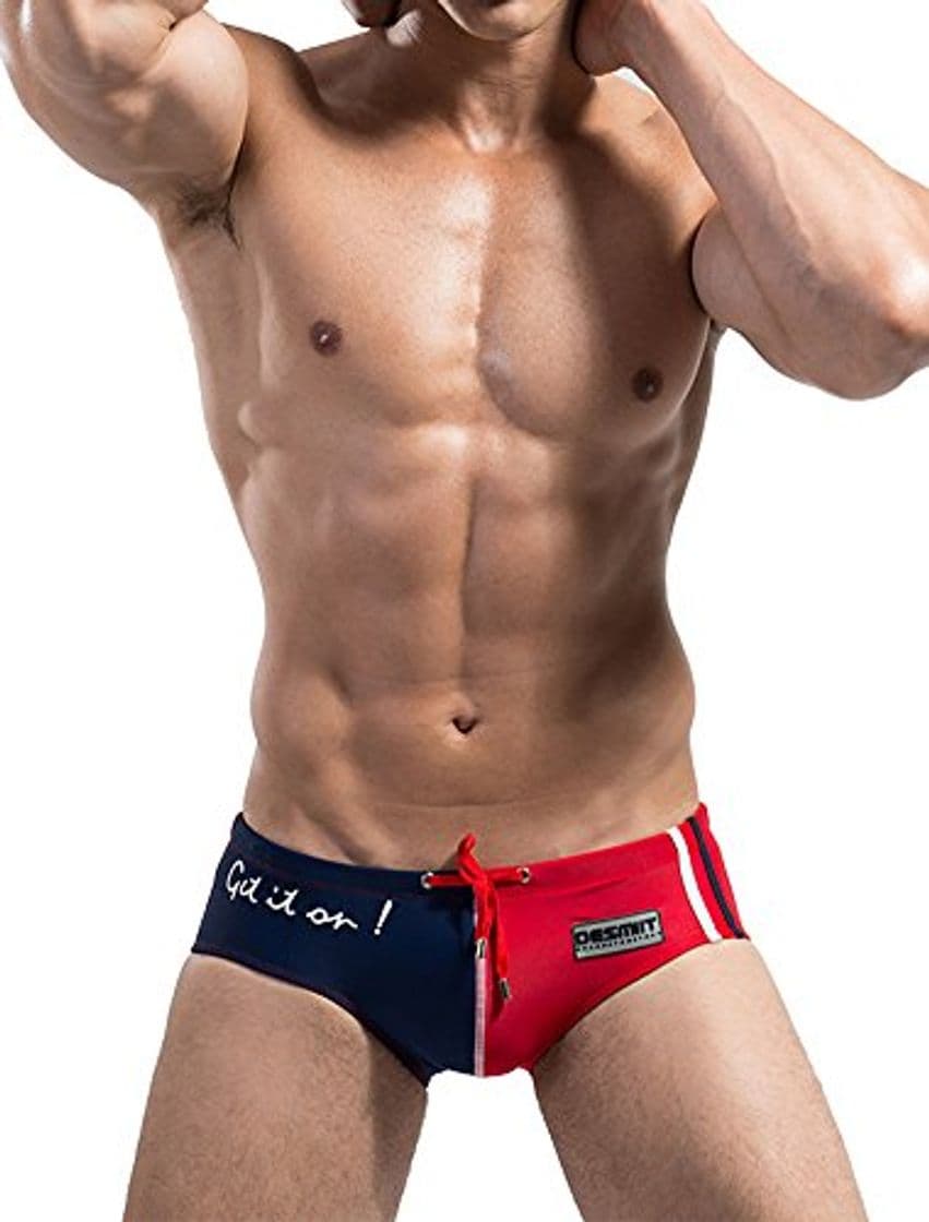 Moda Ateid Bañador de Natación Slip para Hombre Rojo M