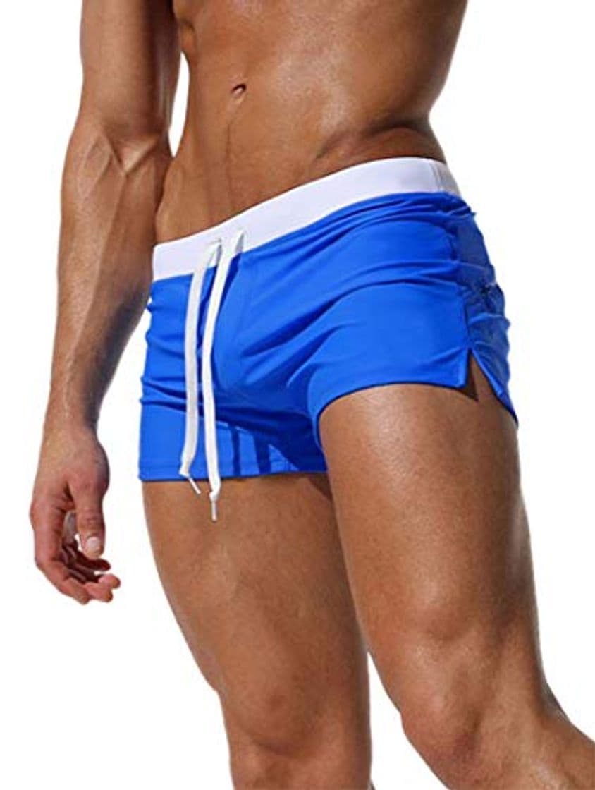 Moda Adorel Bañador de Natación Tipo Boxer con Forro para Hombre Azul Zafiro