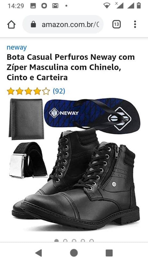 Fashion Bota Casual Perfuros Neway com Zíper Masculina com Chinelo ...