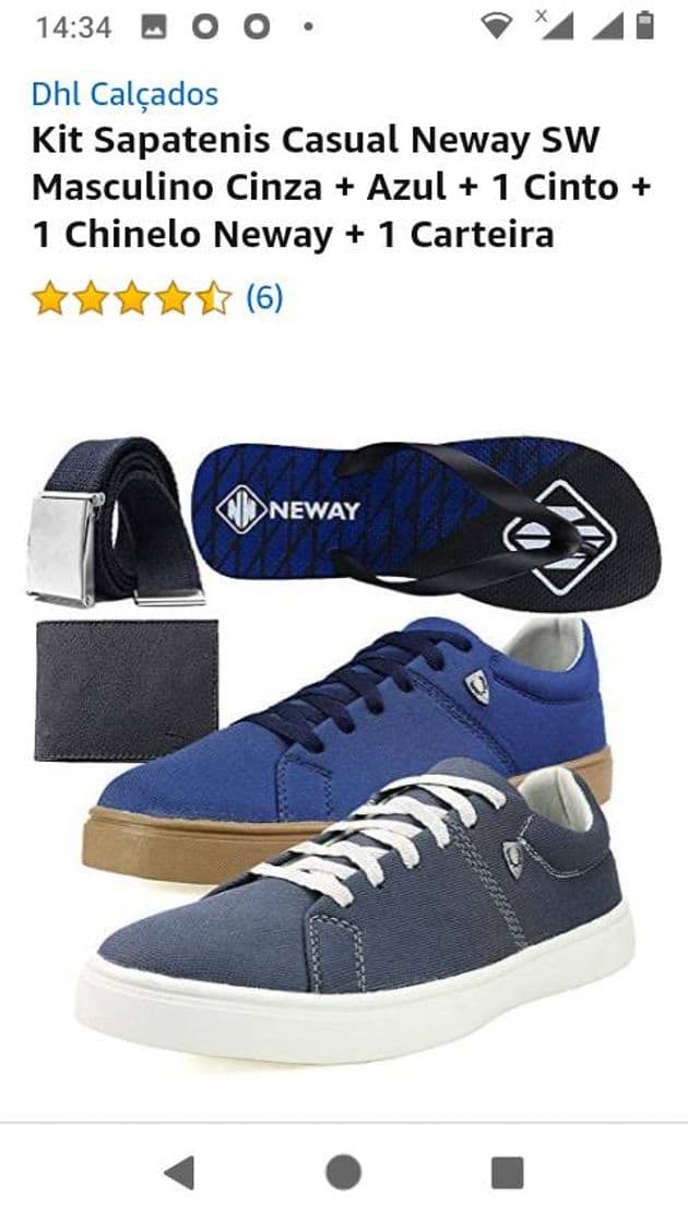 Fashion Kit Sapatenis Casual Neway SW Masculino Cinza + Azul + 1 Cinto + ...