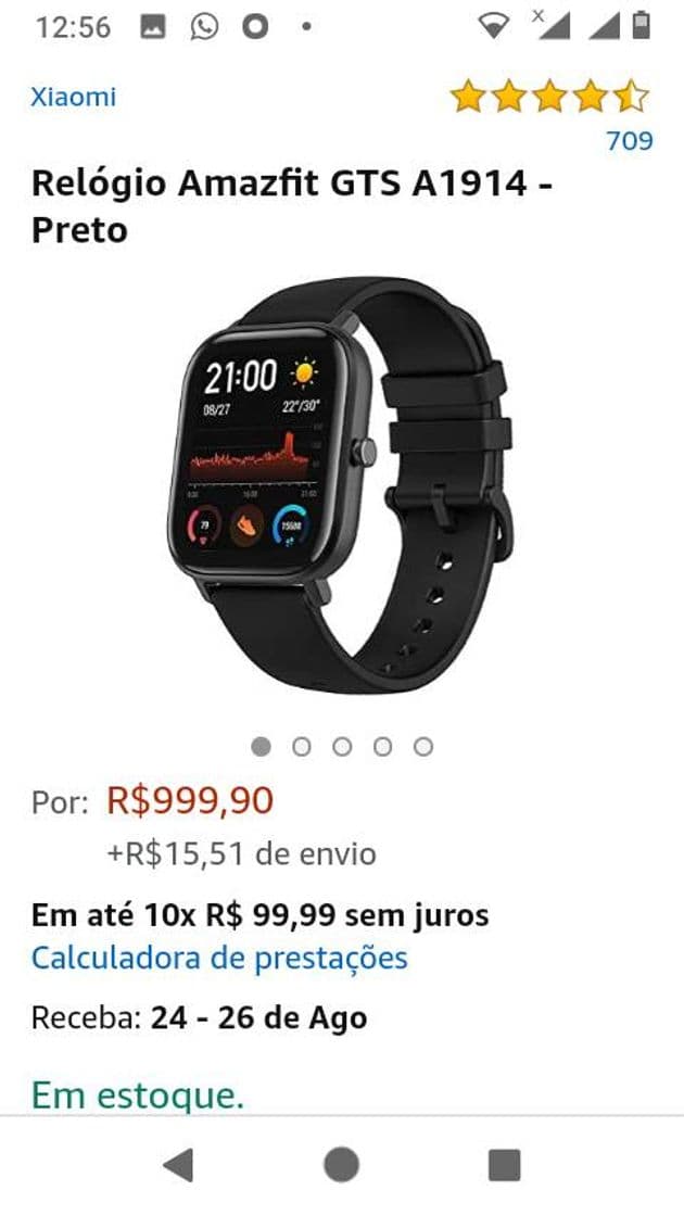 Fashion Relógio Amazfit GTS A1914 - Preto | Amazon.com.br