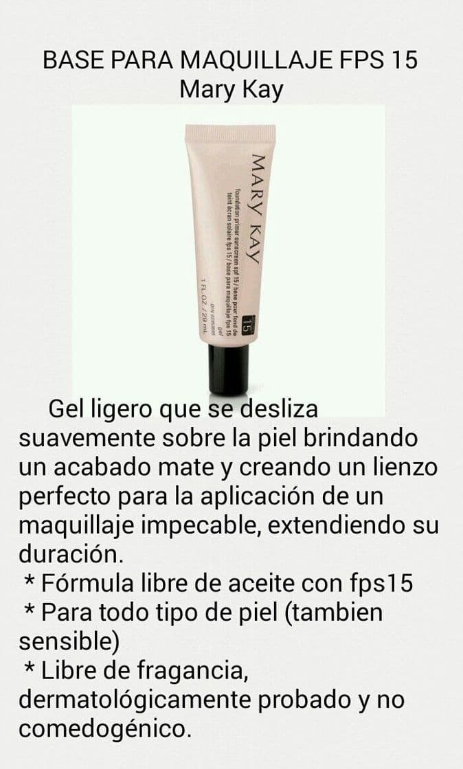 Moda Base para maquillaje FPS 15 Mary Kay