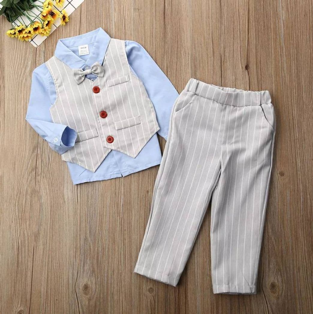 Moda Traje elegante niño chaleco gris, fiesta