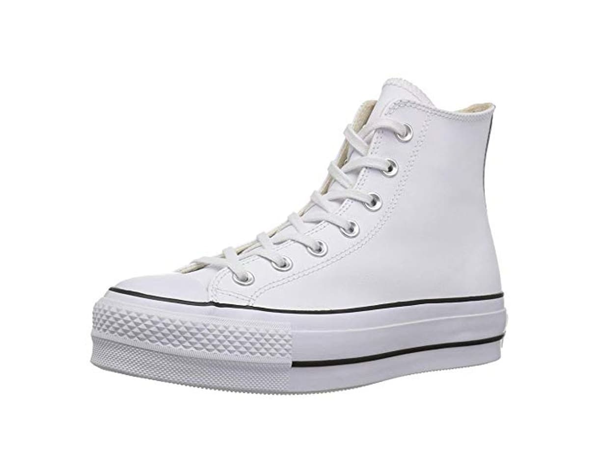 Moda Converse Chuck Taylor CTAS Lift Clean Hi, Zapatillas Altas para Mujer, Blanco