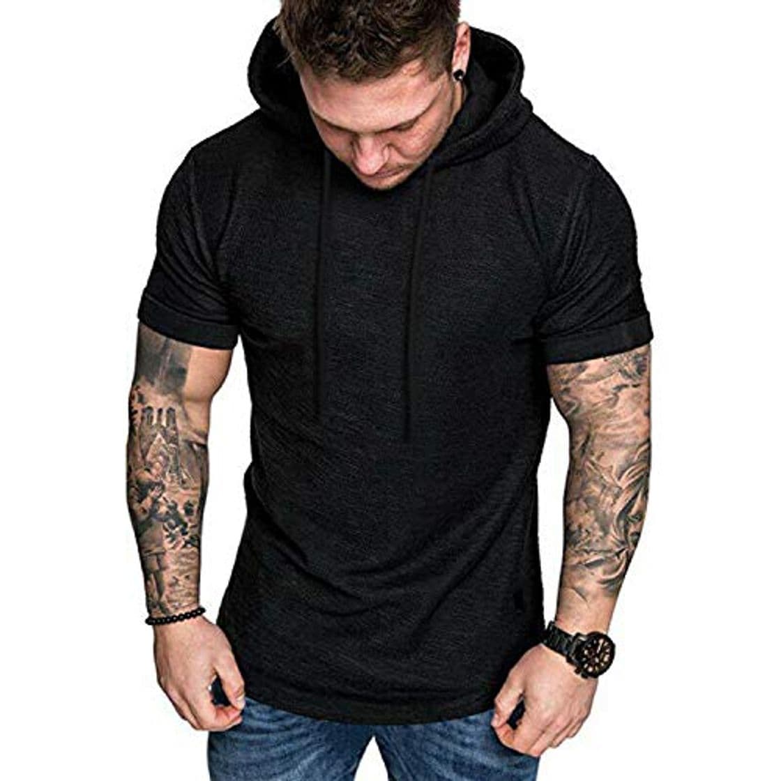 Fashion Coshow – Camiseta con capucha para hombre