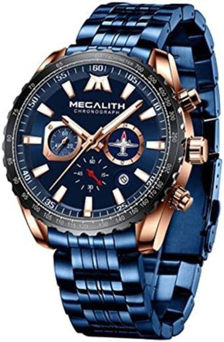 Moda MEGALITH Relojes Hombre Relojes Grandes de Pulsera Militares Cronografo Diseñador Luminosos Impermeable