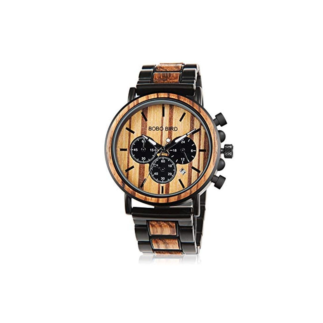 Moda BOBO Bird - Reloj de pulsera de madera y acero inoxidable con