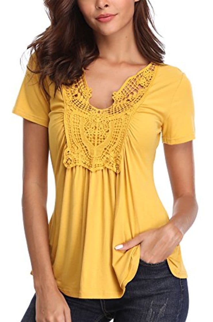 Product MISS MOLY Camiseta Blusa de Verano para Mujer Túnicas Blusas Amarillo de