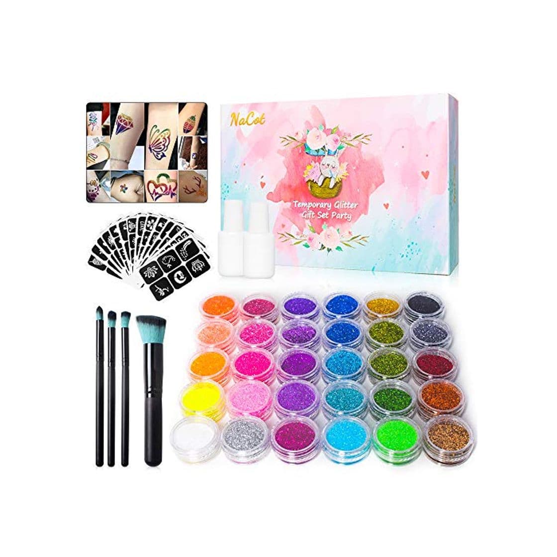 Product Glitter Tattoos Kids Set Tatuajes Temporales Maquillaje de Cara Cuerpo Glitter Art