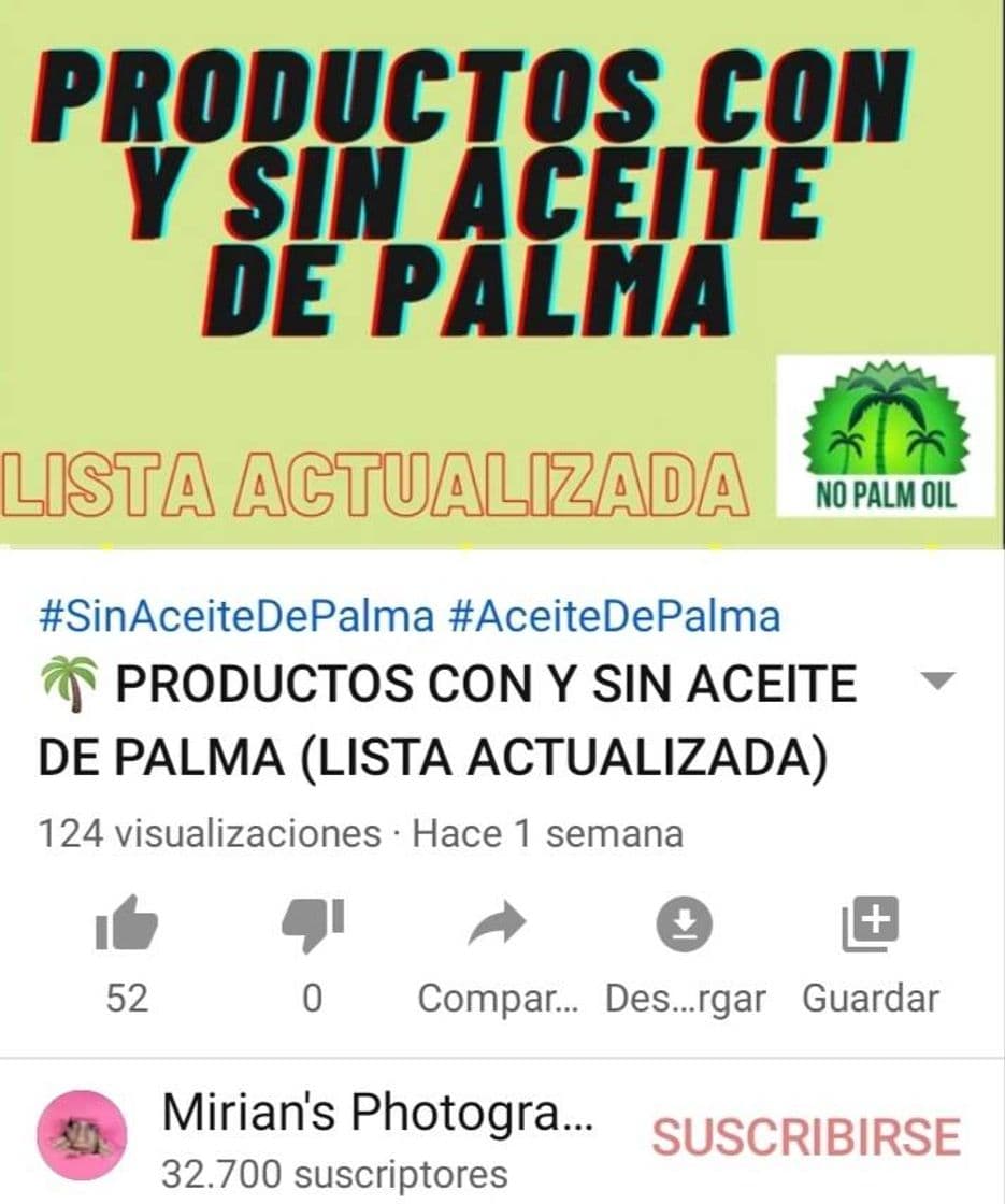 Moda Productos con y sin aceite de palma (actualizada)