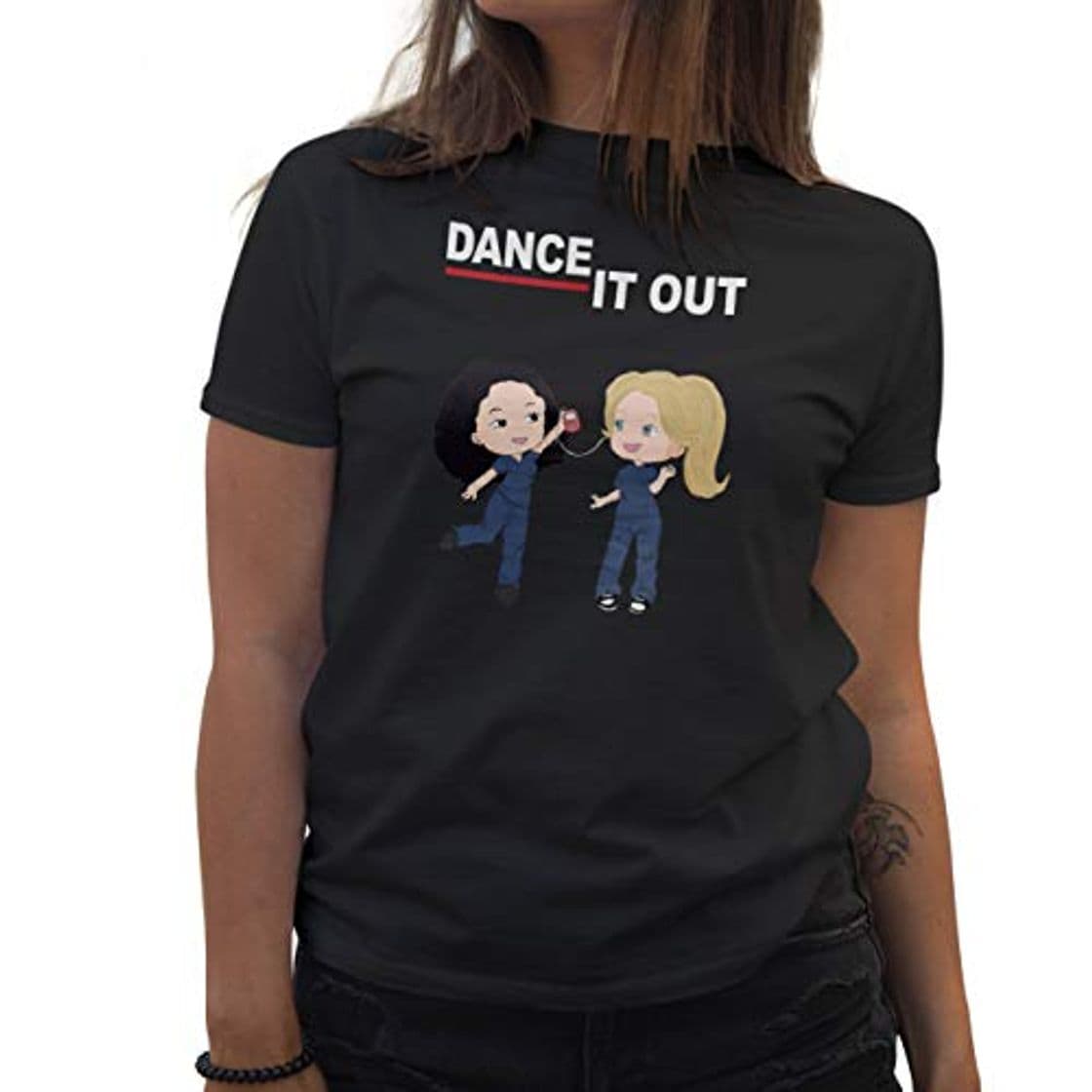 Moda Lapi Boutique Dance It out Greys Anatomy Characters Camiseta de Mujer Negra Size M