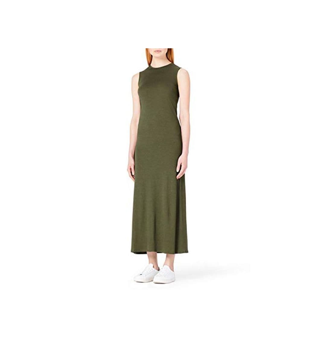 Producto Marca Amazon - MERAKI Vestido Maxi Slim Fit de Algodón Mujer, Verde