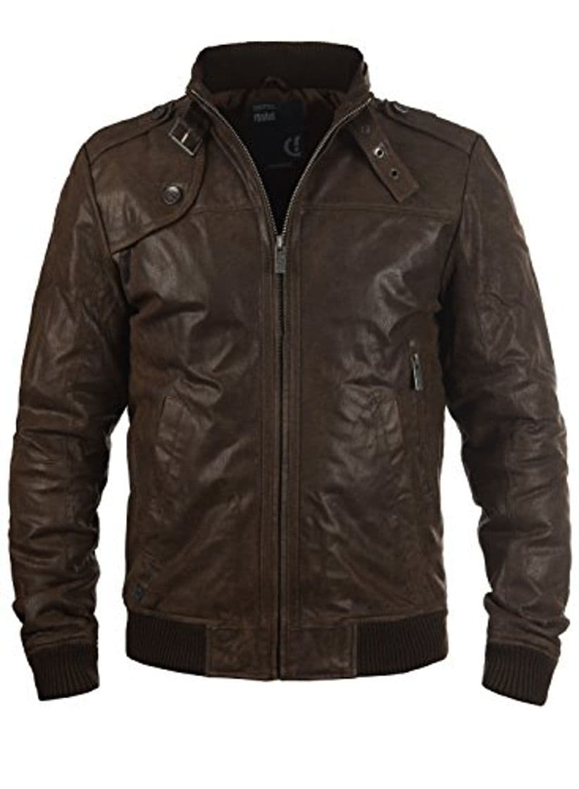 Moda !Solid Dash Chaqueta Cazadora De Piel para Hombre con Cuello Alto De