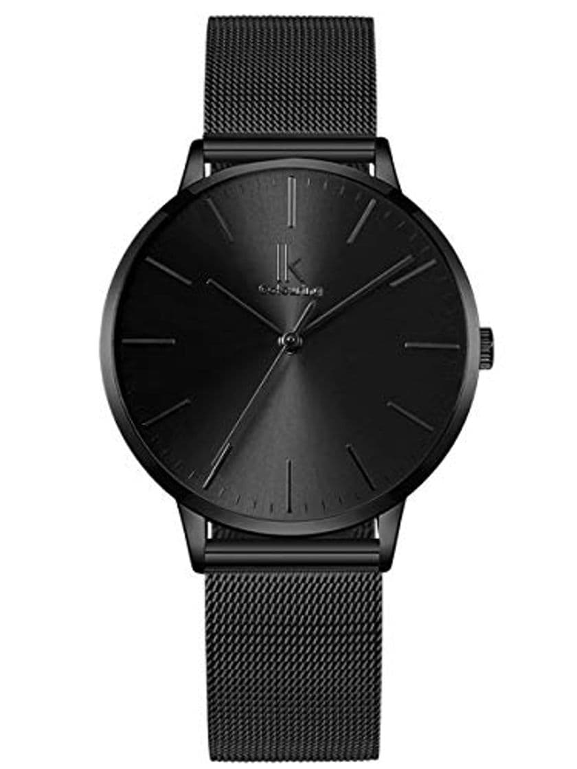 Product Alienwork Reloj Mujer Relojes Acero Inoxidable Banda de Malla Metálica Negro Analógicos