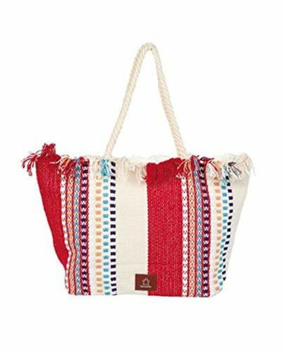 Product CAMINATTA Bolso Playa Mujer Grande Algodón Cierre Cremallera Bolsillo Bolso De Hombro