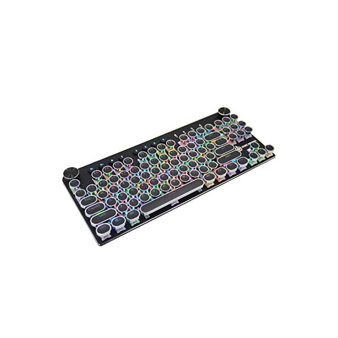 Producto Teclado mecánico Retro Bluetooth Wireless/Wired Juego Multi-Dispositivo Teclado-Azul-Interruptor de luz Trasera LED-87