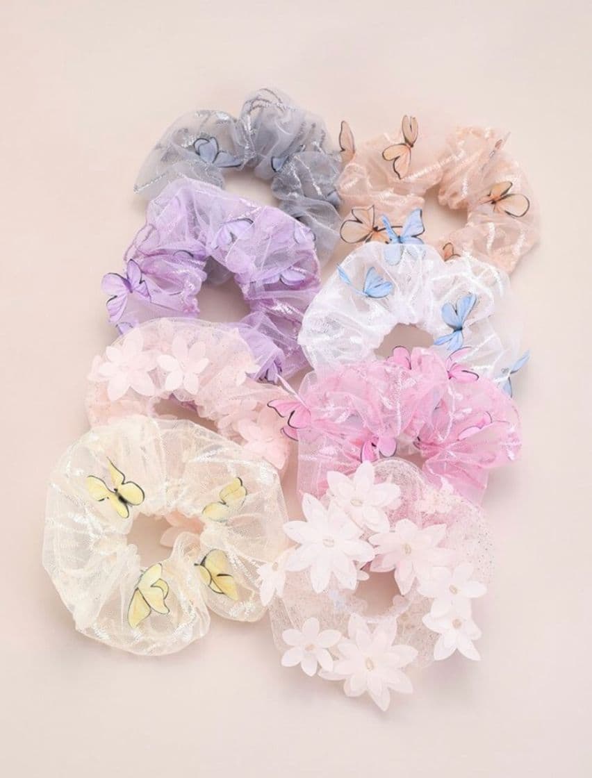 Fashion 8pcs Butterfly Pattern Mesh Scrunchie