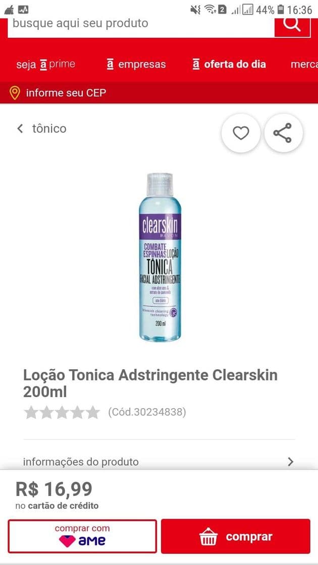 Fashion Clearskin loção tônica 