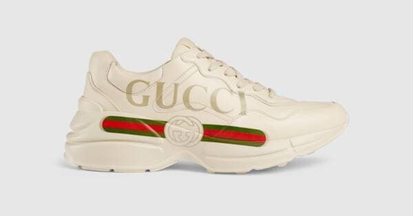 Moda Women's Ivory Leather Rhyton Vintage Gucci Logo Sneaker ...