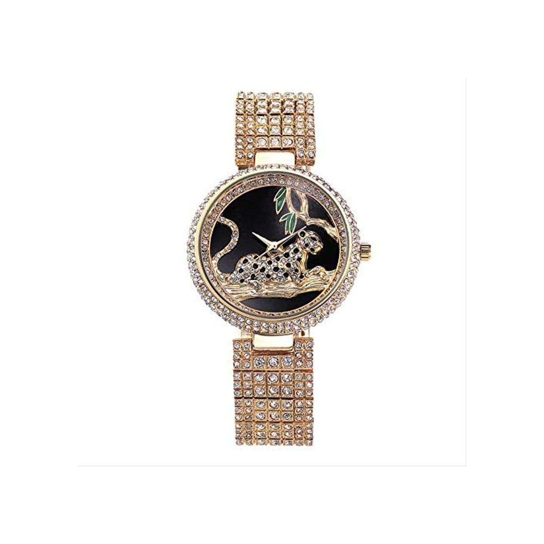 Moda PLKNVT Nuevo Reloj Mujeres Rhinestone Impermeable BU Relogio Feminino Dourado Leopardo Acero Inoxidable Completo Diamante Horloge Dames   V2763