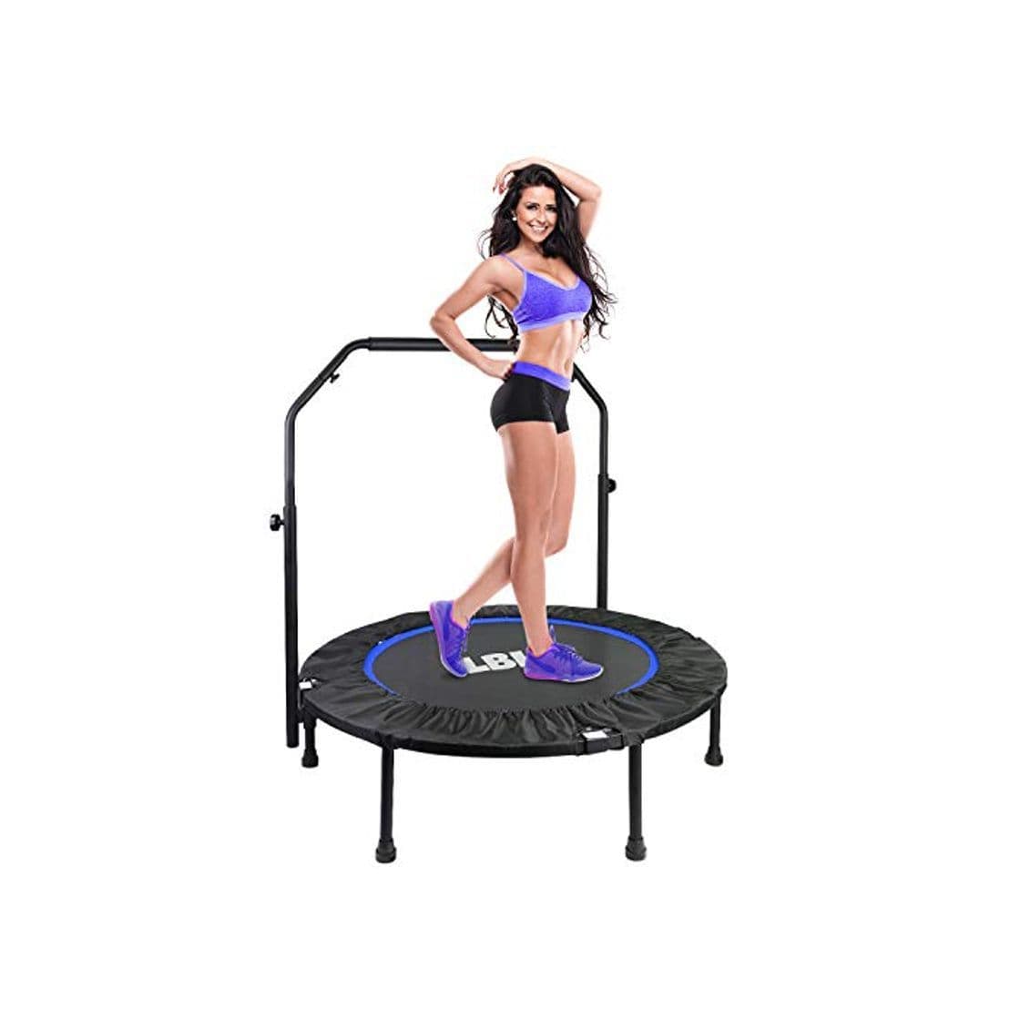 Producto LBLA Trampolín Fitness Plegable 101 cm con Apoyabrazos Ajustables Trampolín para Niños Adultos Gimnasio Interior Equipamiento Deportivo Peso máximo 150 kg