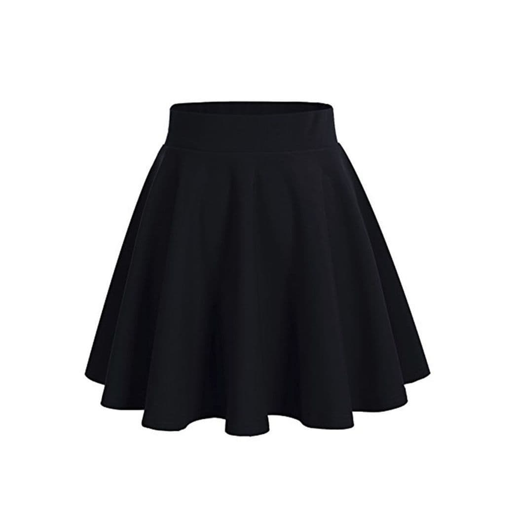 Moda DRESSTELLS Falda Mujer Mini Corto Elástica Plisada Básica Multifuncional Black M