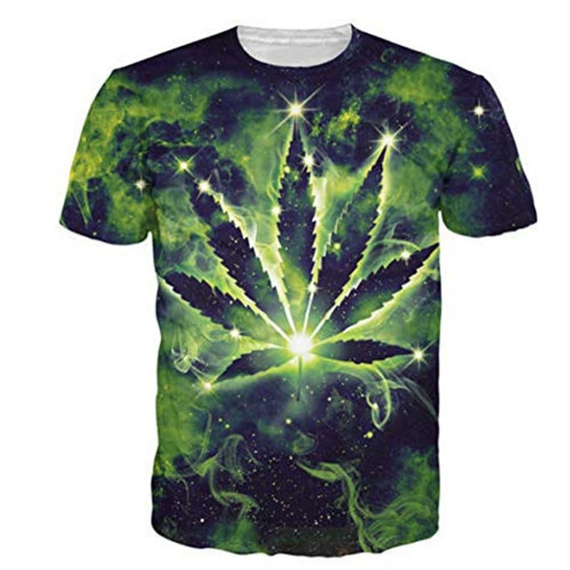 Moda KAYLRR Tops de Moda Hierba Marihuana Cannabis Hojas 3D Camisetas Estampadas con Cuello Redondo y Manga Corta para Hombre Estampadas