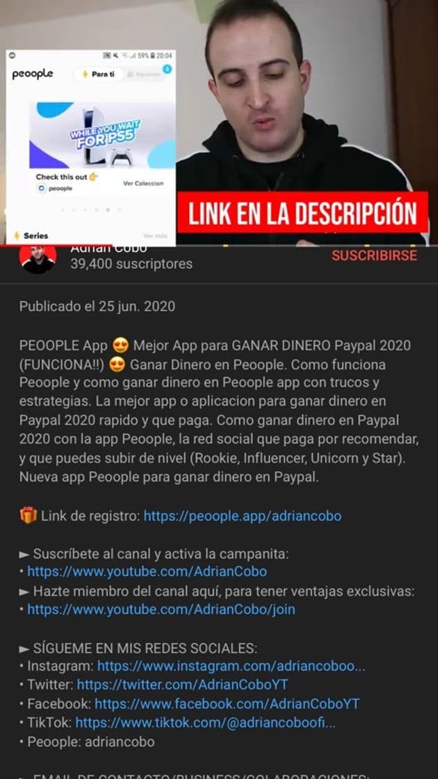 Serie PEOOPLE App Mejor App para GANAR DINERO Paypal 2020 ...