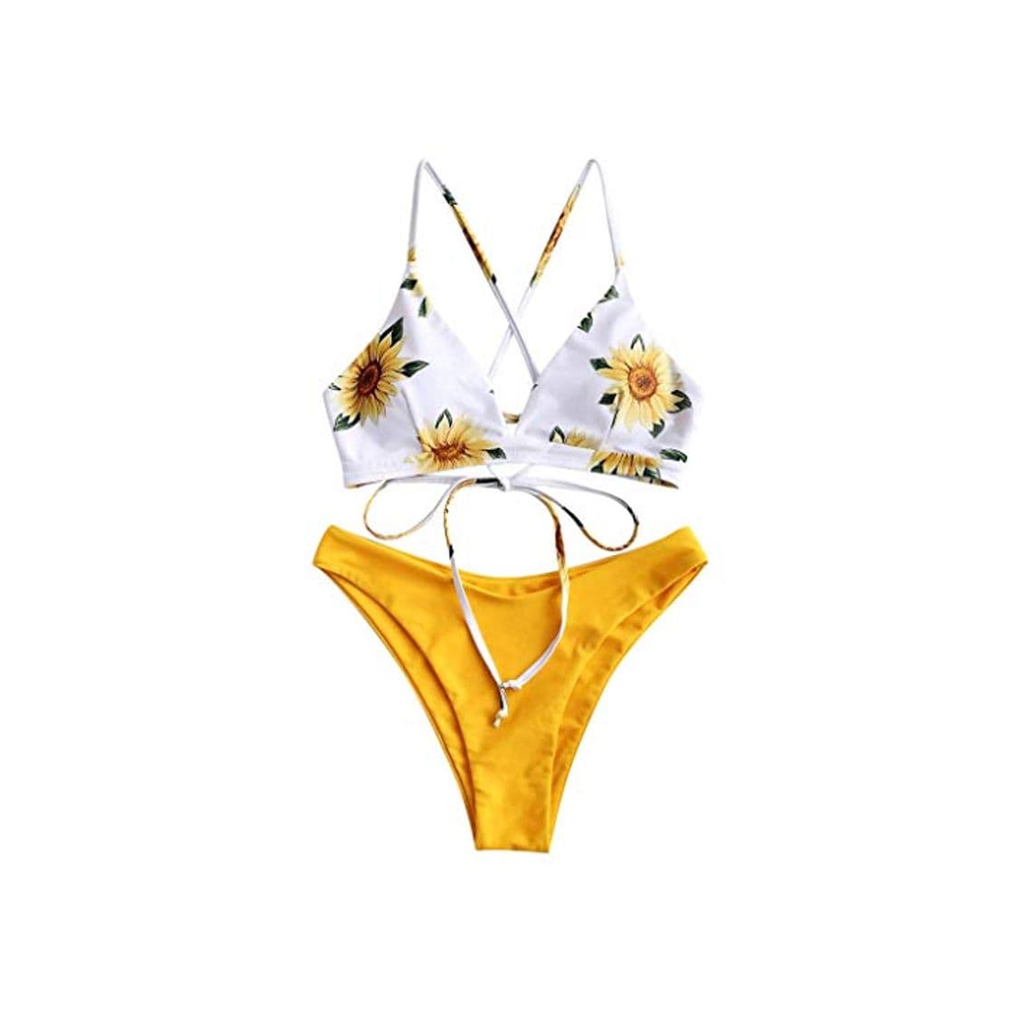 Product Bikini Mujer Push Up Traje de baño Fresco con Estampado de Girasol