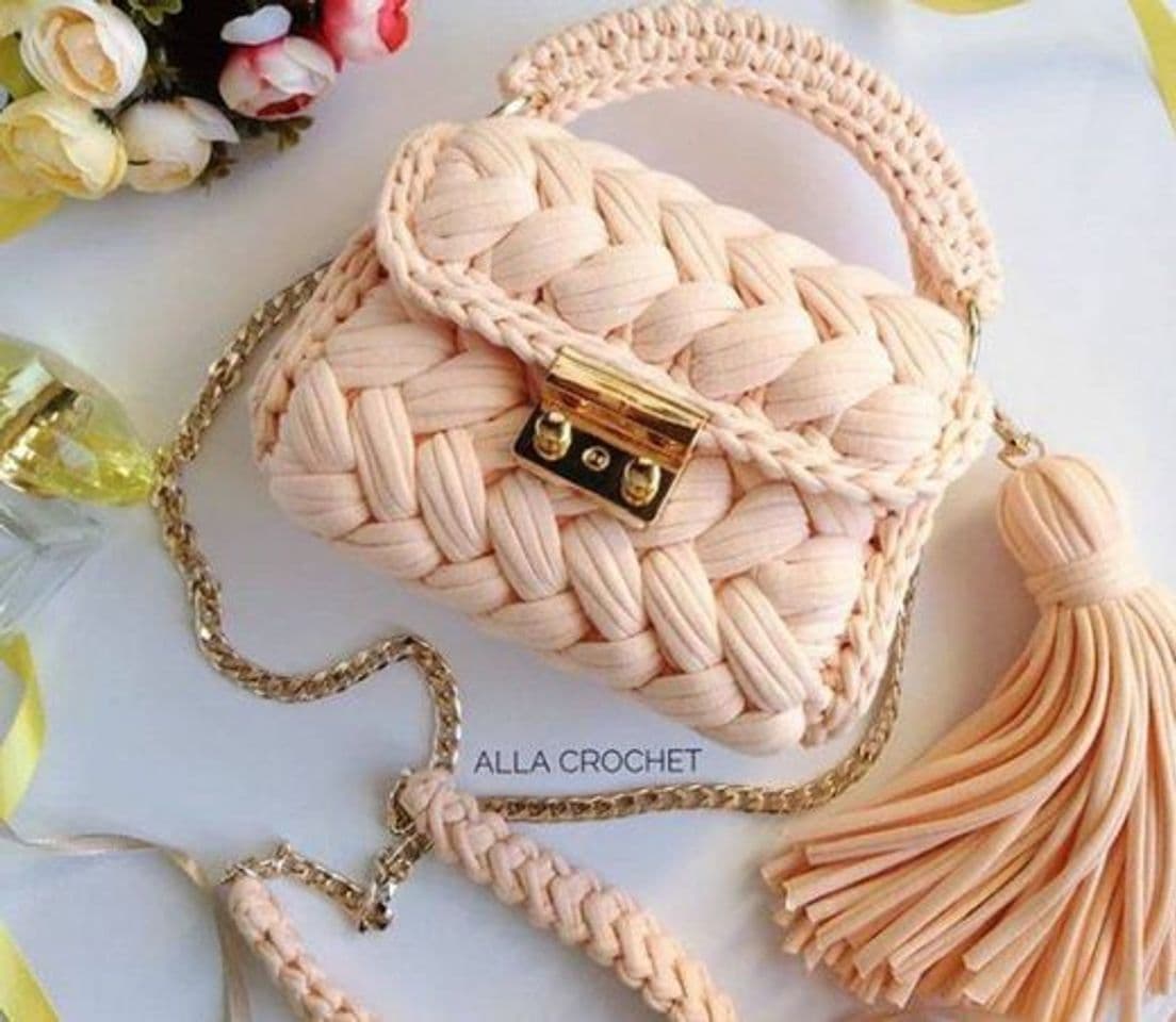 Moda Bolsa de Crochê • pêssego