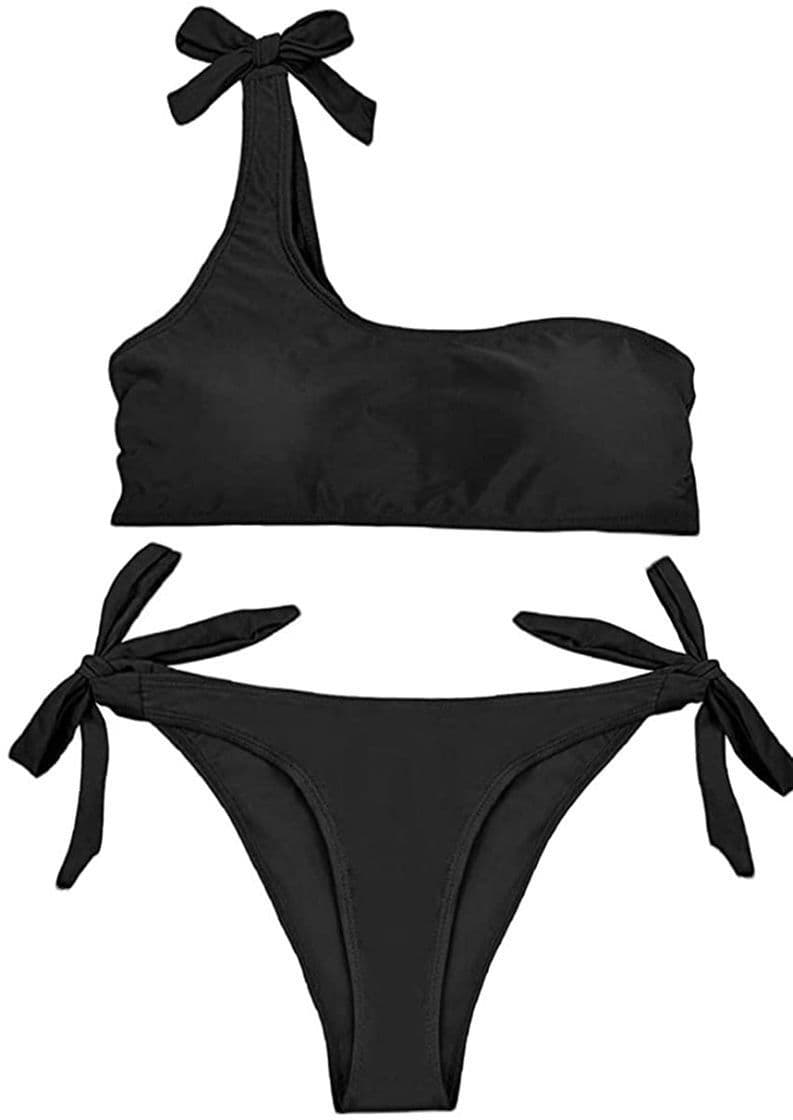 Producto JFan Bikini de Lazo Acanalado para Mujer Traje de Baño Brasileño con Parte Inferior Descarada