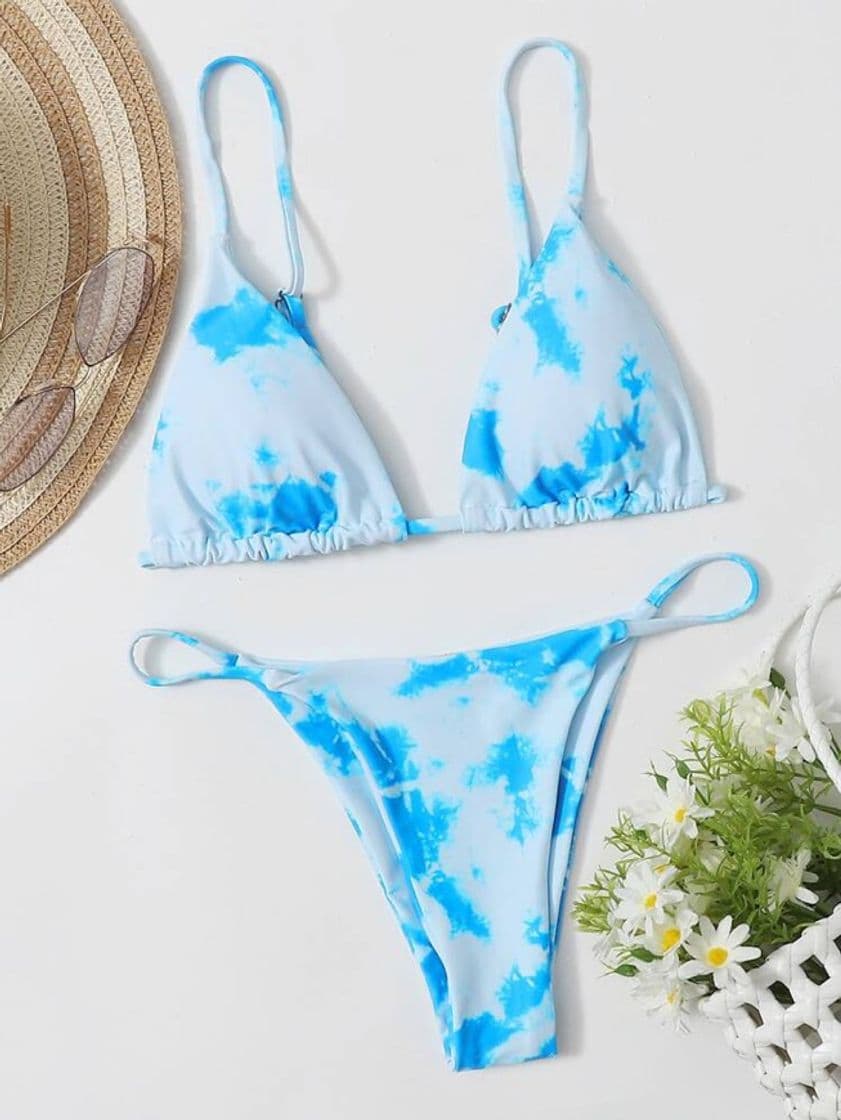 Fashion Tie Dye Triangle Tanga Bikini 