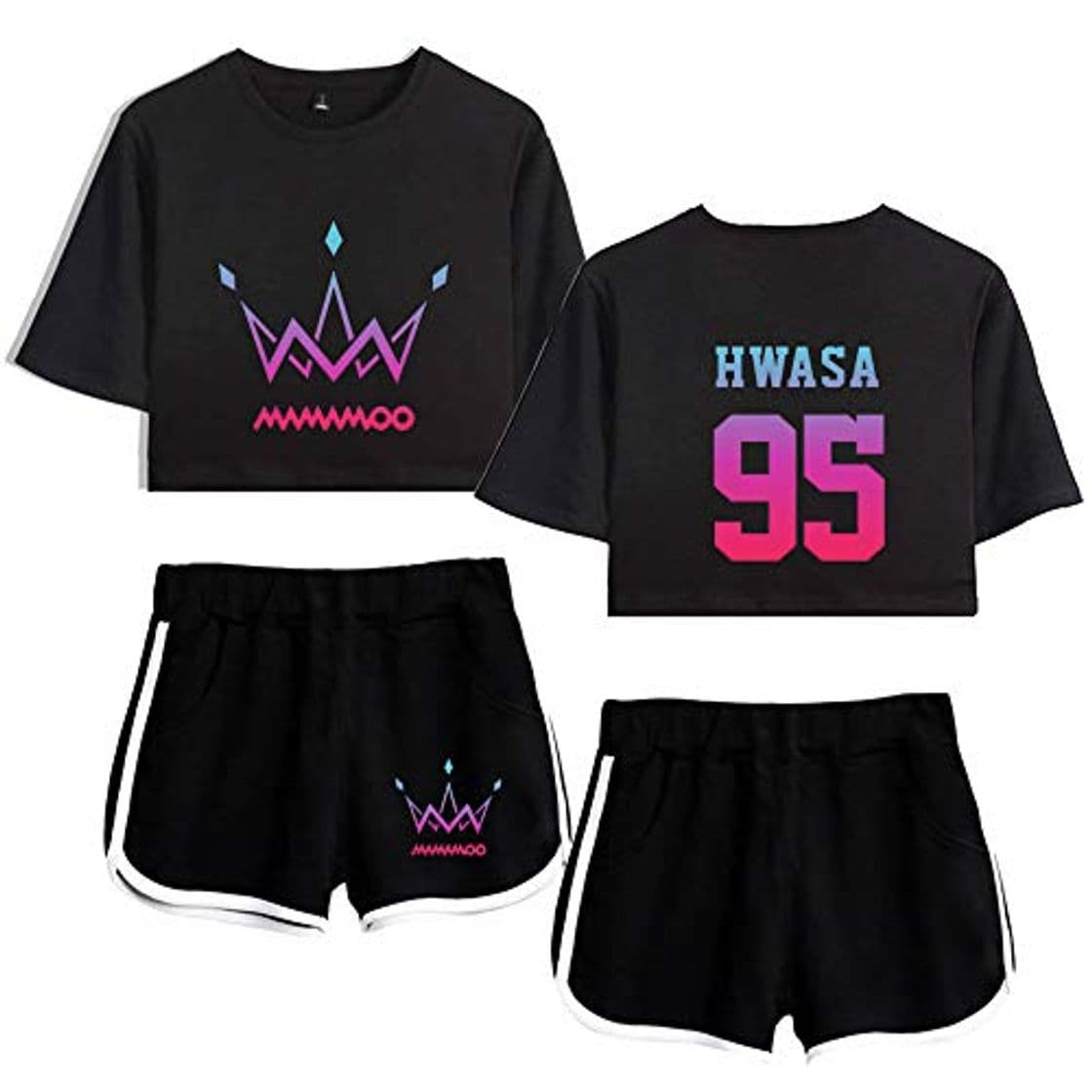 Fashion KPOP MAMAMOO Conjuntos Deportivos para Mujer Chándales Deportiva Camiseta y Pantalones Cortos